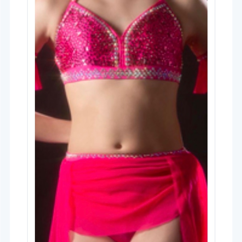 NEW! Pink Glamour  Dance Costume with Hair Accessory and arm bands